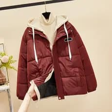 Encore jaqueta acolchoada vermelha feminina inverno 2024 novo estilo estilo coreano estilo Preppy jaqueta acolchoada fal