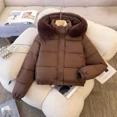 Jaqueta acolchoada feminina inverno 2025 novo estilo jaqueta de pão jaqueta grande gola de pele acolchoada jaqueta gigan