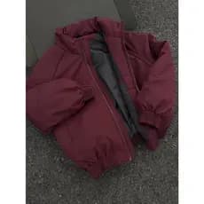 Jaqueta vermelha masculina, jaqueta Bomber americana, jaqueta de algodão, inverno, espessada, três provas, gola, jaqueta