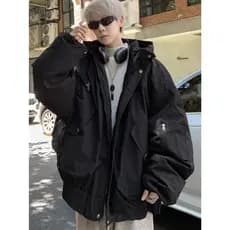 Macacão preto para baixo jaqueta masculina inverno engrossado jaqueta de algodão jaquetas rufião estilo bonito jaqueta j