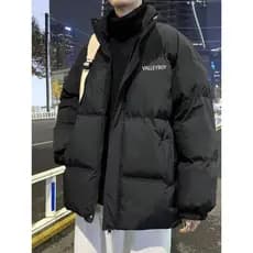 W inverno estilo japonês ins solto jaqueta masculina inverno juventude estudante gola alta engrossado Casual jaqueta de