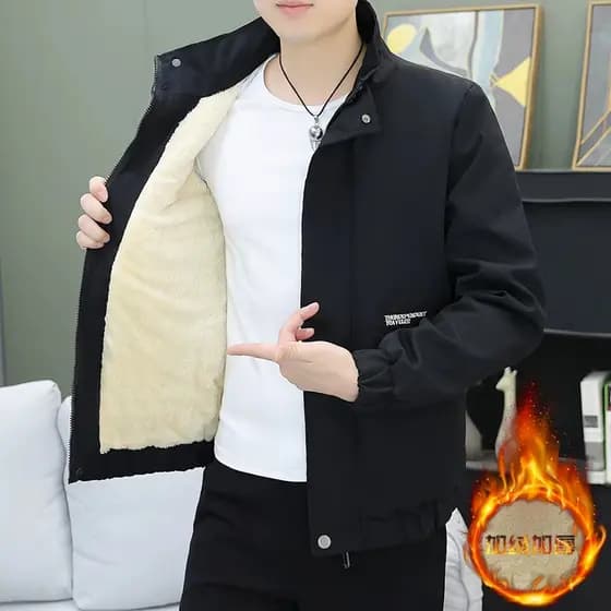 Homens inverno novo estilo terno solto engrossado forro de lã gola alta algodão acolchoado jaqueta cordeiro velo jaqueta