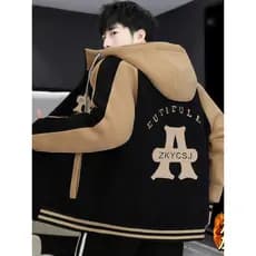 Jaqueta de lã Polar masculina inverno estilo Preppy juventude Parka acolchoado jaqueta engrossado estudantes do ensino m