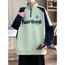 2026 novo estilo All-Match moletom masculino primavera outono meia gola alta zíper camisa de fundo estudante juventude l
