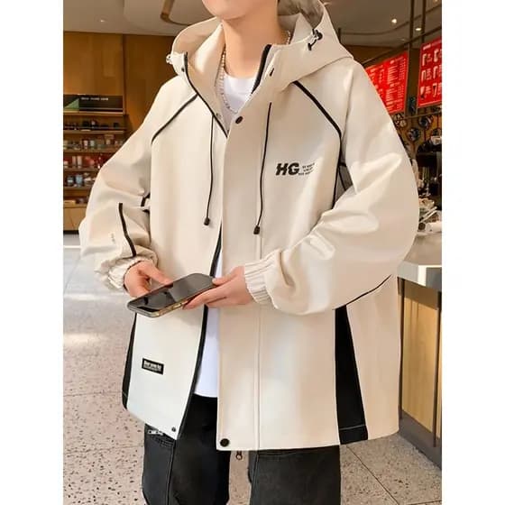 2026 novo estilo primavera outono jaqueta masculina Street Wear All-Match na moda rufião bonito solto com capuz juventud