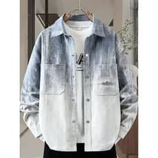 Camisa gradiente masculina primavera outono Street Wear All-Match solto lapela jaqueta High-End juventude jaqueta superi