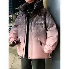 Jaqueta de cor gradiente masculina jaqueta inverno novo estilo Street Wear estilo Hong Kong ferramentas engrossado juven