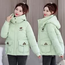 2025 inverno novo estilo com capuz solto pequeno pão jaqueta tamanho grande solto grosso acolchoado jaqueta acolchoada p