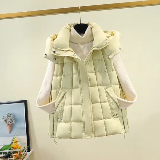 Inverno novo estilo destacável capuz para baixo colete de algodão feminino curto pequeno solto engrossado colete tamanho
