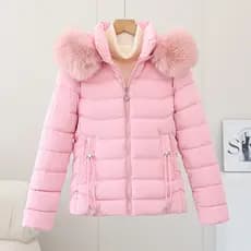 Outono inverno novo estilo gola de pele grande destacável jaqueta acolchoada com capuz fino ajuste mais magro olhar pequ