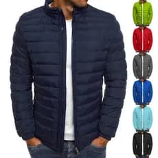 Jaqueta masculina outono inverno algodão acolchoado jaqueta grossa para baixo acolchoado gola curta Cross-Border quente