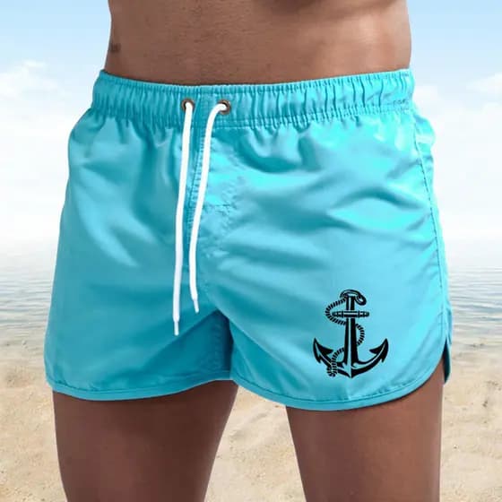 Âncora impressa calças de praia masculinas shorts de Fitness calças esportivas simples de três pontos shorts de Surf com