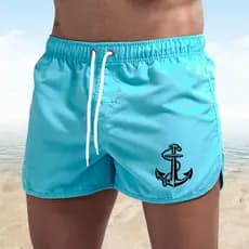 Âncora impressa calças de praia masculinas shorts de Fitness calças esportivas simples de três pontos shorts de Surf com
