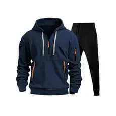 Cross-Border masculino na moda estilo ferramentas moletom com capuz terno outono inverno Casual Multi-bolso zíper terno
