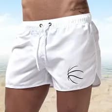 Calças de praia masculinas shorts basquete Fitness calças esportivas masculinas de três pontos pele de pêssego shorts de