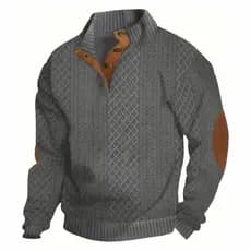 2026 primavera europeu americano Casual lapela manga comprida Jacquard malha topo masculino moda ao ar livre moletom sol