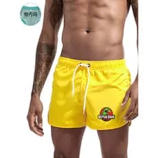 Calças de praia masculinas de verão de secagem rápida calças de três pontos troncos de natação férias jogar água deriva