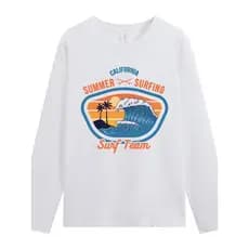 Camiseta Masculina De Manga Comprida Com Estampa De Surf Da Califórnia