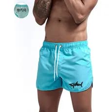 SHARK SHARK Calças de praia masculinas Shorts Calças esportivas de Fitness Shorts de três pontos à beira-mar com rede in