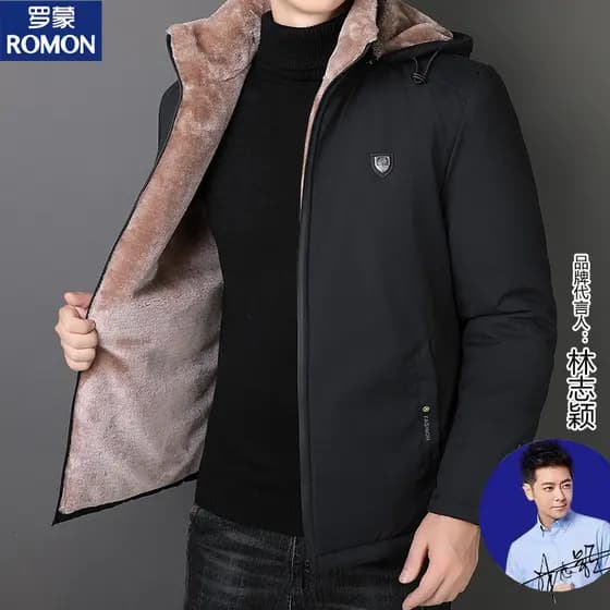 Romon Cordeiro Jaqueta de Inverno Masculina Jaqueta Acolchoada de Lã Jaqueta Acolchoada Jaqueta Acolchoada Manter Quente