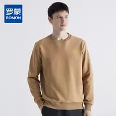 [Mulberry Silk Blend] Romon Primavera Outono Moletom Masculino Cabeça de Tigre Corsage Moletom Bordado Masculino Confort