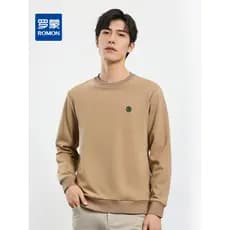 [Inclui seda amoreira] Romon primavera outono corpete bordado moletom masculino Casual All-Match cor sólida longo @-