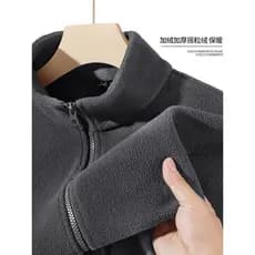 Jaqueta de lã Polar masculina gola alta inverno zíper Cardigan jaqueta masculina dupla face cor sólida jaqueta de lã mas