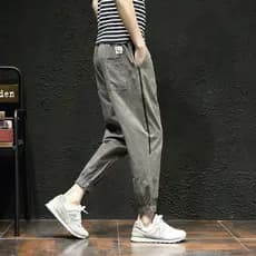 Calças de linho masculinas versão coreana na moda Street Wear solto verão estilo fino Casual Harem tornozelo comprimento