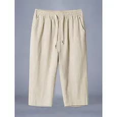 Estilo chinês algodão linho calças cortadas homens verão Casual fino solto calças retas respirável linho 7 pontos Shorts