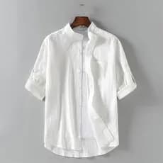 Camisa masculina de linho de manga curta verão linho juventude roupas de verão solto Casual algodão camisa de linho roup