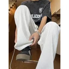 Americano Retro Drape gelo seda legal calças casuais dos homens 2025 verão novo estilo na moda perna larga calças esport