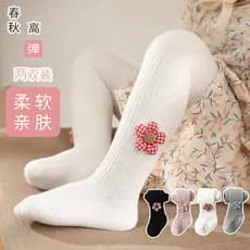 Meia-calça infantil primavera outono leggings para meninas flor algodão exterior Wear leggings do bebê espessura média m