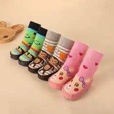 Bebê outono inverno engrossado sapatos da criança crianças meias de chão feminino antiderrapante sola de pano do bebê ma