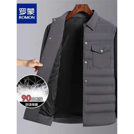 [90 Pato Branco Down] Romon Inverno Novo Estilo Confortável Jaqueta Masculina de Negócios Casual Jaqueta Masculina