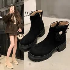Bonito Martin botas femininas estilo britânico botas de sola grossa feminino 2025 novo estilo moda All-Match botas curta