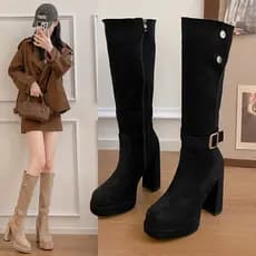 Botas Martin de salto Ultra alto femininas estilo britânico botas de cano médio femininas inverno 2025 novo estilo All-M