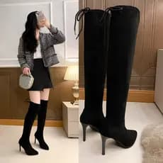 Mostrando pés pequenos sobre o joelho botas femininas botas de salto alto outono inverno 2025 novo estilo All-Match Sli