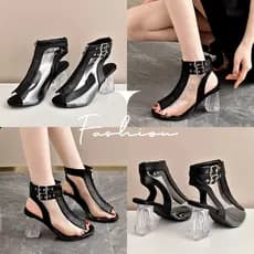 Sandálias de boca de peixe com zíper frontal botas femininas estilo britânico botas femininas outono 2025 novo estilo el
