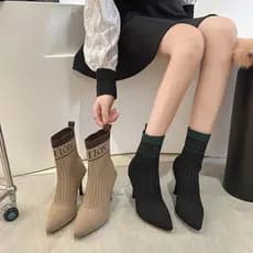 Martin botas femininas estilo britânico botas elásticas moda feminina All-Match botas curtas de salto alto primavera out