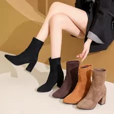 Botas curtas pequenas femininas noite vento botas finas de salto alto feminino 2025 outono inverno novo estilo botas de