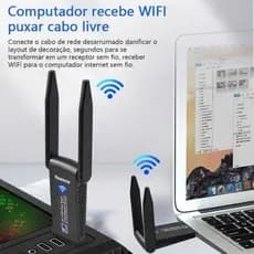 Adaptador USB WiFi Dual Band 5G 1200/1800Mbps com Bluetooth ou 4 Antenas para PC e Notebook