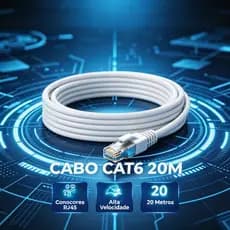Cabo de Rede CAT6 CFTV RJ45 Alta Velocidade – Tamanhos Selecionáveis (3m, 5m, 10m, 15m, 20m, 30m)