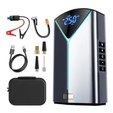 Auxiliar de Partida e Compressor Portátil Veicular para Emergências Compressor Ar Power Bank