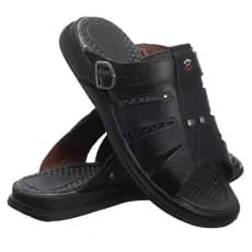 Sandália Chinelo Masculino Dois Em Um Em Couro Sintético Anti Stress Anatômico Ortopédico