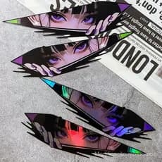 Adesivos Universais para Motocicletas JDM Anime Eyes Adesivos de Vinil Impermeáveis para Tanque EQNI