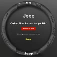 Capa de Volante em Couro de Fibra de Carbono Antiderrapante para Jeep, Acessório de Interior Automotivo MCMK