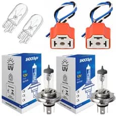 Kit Lâmpadas H4 Halogena Shocklight Soquete Cerâmico + T10 Par Farol Alto Baixo e Pingo Super Brilho Alta Potência