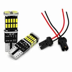 Par T10 LED Canbus 26 Chips 6500K Super Branco Sem Erro + Soquete T10 Premium Alta Durabilidade 12V 24V