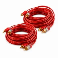 Kit 2 Cabos RCA 5 Metros 4mm Plug Dourado Cabo Injetado Alta Qualidade Som Automotivo Premium