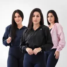 Jaqueta Corta Vento Cropped Feminina Inverno Tactel Com Ziper Premium Academia